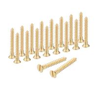 sourcing map Viti per legno, M3,5 x 30 mm, in ottone, a testa piatta, autofilettanti, in metallo, autofilettanti, per interni, elettrodomestici, mobili, lavorazione del legno, confezione da 18