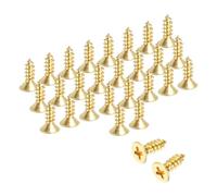 sourcing map Viti per legno Phillips in ottone, M3,5 x 10 mm, in ottone, autofilettanti per mobili, per cerniere di porte, artigianato in legno e progetti fai da te, tonalità oro, confezione da 38