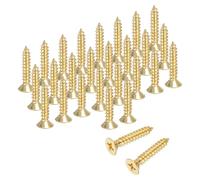 sourcing map Viti per legno Phillips in ottone, M3,5 x 16 mm, in ottone, autofilettanti, per cerniere di porte, artigianato in legno e progetti fai da te, tonalità oro, confezione da 38