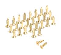 sourcing map Viti per legno Phillips in ottone, M3 x 8 mm, in ottone, autofilettanti, per cerniere di porte, artigianato in legno e progetti fai da te, tonalità oro, confezione da 38