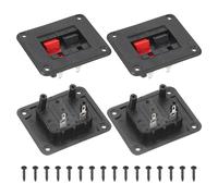 sourcing map WP2-1 - Clip quadrata per casse acustiche, 2 vie, presa jack nera e rossa, clip di collegamento a molla per subwoofer fai da te, auto, casa, confezione da 2