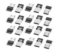 sourcingmap 10 Pz Micro USB Maschio Tipo B 5-Pin Porta Jack Connettore A Saldare