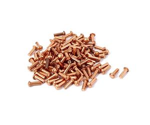 Sourcingmap® 2 mm x 6 mm rotonda albero di rame solido rivetti chiusure dorato 7.5 mm Lunghezza 100 pz
