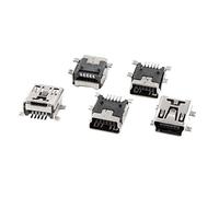 sourcingmap 5 pezzi Mini USB tipo B porta femmina 5 pin 180 Degree SMD SMT PCB presa Jack