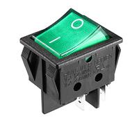 sourcingmap AC 20A/125V 22A/250V DPST 4P N./OFF luce LED Verde Interruttore a bilanciere