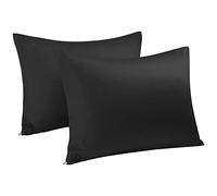 Sourcingmap, federe in 100% cotone egiziano, confezione da 2, 300 fili, qualità alberghiera, con chiusura a cerniera, super morbide e traspiranti, 50 x 65 cm, colore nero