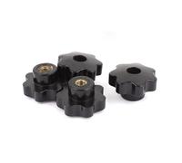 sourcingmap® M10 x 48mm manopola di serraggio con vite a stella Nero 4pz