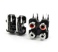 sourcingmap montaggio su PCB AV uscita concentrico 4 2pcs RCA presa femmina scheda nera