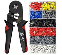 Sourcingmap - Pinza crimpatrice con ghiera e puntale per cavi, terminali AWG 28-7, 0,08-10 mm2, Red w/ 1800pcs Ferrules
