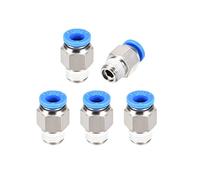 Sourcingmap PT1/8 Maschio Filettatura diritta 6mm Push to Connettori Rapidi Raccordi Argento 5 pz