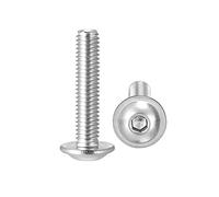 Sourcingmap, viti con testa a bottone flangiata M3 x 14 mm, viti a brugola esagonale, bulloni di fissaggio in acciaio inox 304, viti a macchina completamente filettate, 50 pezzi