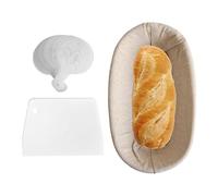 Sourdcough Starter Kit - Set completo di cestini per la lievitazione del pane Bannton, padelle riutilizzabili in rattan, kit da forno in rattan adatto per pane artigianale che fanno panettieri