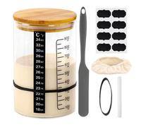 Sourdugh Starter Jar - Home Baking Fermentation Kit, Trasparente Glass Container with Airtight Lid, Easy to Use for Yogurt, Bread, and Other Fermented Foods | Kitchen Homemade Preparation