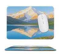 Sous-main de bureau imperméable avec motifs de montagnes enneigées et de lacs, coutures anti-effilochage et dessous antidérapant en caoutchouc. Compatible avec les souris sans fil. Idéal pour le bur