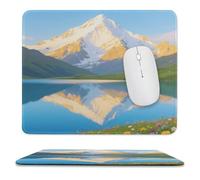 Sous-main de bureau imperméable avec motifs de montagnes enneigées et de lacs, coutures anti-effilochage et dessous antidérapant en caoutchouc. Compatible avec les souris sans fil. Idéal pour le bur