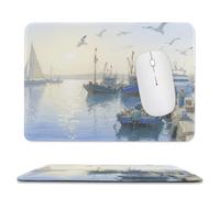 Sous-main imperméable Early Morning Harbor avec coutures anti-effilochage et dessous en caoutchouc antidérapant, idéal pour souris sans fil au bureau et à la maison.