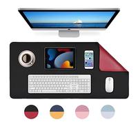 Sous-main, tapis de souris, tapis de bureau, sous-main imperméable en PU, 80 x 40 cm, idéal pour le bureau ou la maison, réversible (rouge noir)