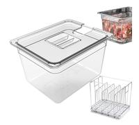 Sous Vide, contenitore da 11 l, 32,5 x 26,5 x 20 cm, con coperchio e rack, contenitore per gastronorm, privo di BPA, contenitore trasparente multifunzione, adatto per cucinare pesce e carne