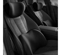 SOUTES Cuscino di Supporto Lombare per Collo Auto per VW T-ROC T ROC 2017-2023, Memory Foam Sedile Cuscino Poggiatesta e Cuscino Lombare Accessori,A/Black