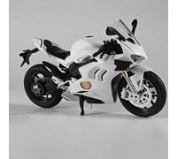 SOUTES Modello di moto Modellino Giocattolo Con Suoni E Luci, Decorazione D'interni Per La Casa, Regalo Di Compleanno, Scala 1/12 Per Auto Da Corsa Per Ducati V4S, Moto Pressofusa(White)