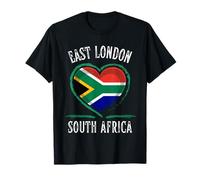 South Africa Flag Heart East London City Maglietta