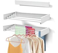 SOUTH AREA - Stendibiancheria da parete retrattile e pieghevole - Spazio efficiente e versatile, carico 30 kg - Design moderno, Bianco 80 Cm (Bianco, 100 cm)