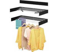 SOUTH AREA - Stendibiancheria da parete retrattile e pieghevole - Spazio efficiente e versatile, carico 30 kg - Design moderno, Bianco 80 Cm (Nero, 80 cm)