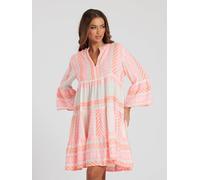 South Beach - Vestito corto a balze in jacquard fluo-Rosa 44