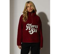 South Beach - Alpine - Giacca in pile borg color bordeaux con zip corta e applicazione-Rosso 44