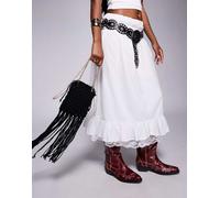 South Beach - Borsetta per telefono all'uncinetto nera a tracolla con frange-Nero No Size