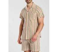 South Beach - Camicia a maniche corte all'uncinetto con righe a zig-zag-Bianco S