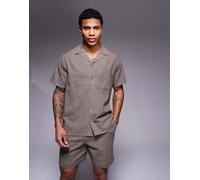 South Beach - Camicia a maniche corte testurizzata grigia in coordinato-Grigio S