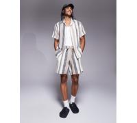 South Beach - Camicia da mare a maniche corte testurizzata a righe multicolore XS