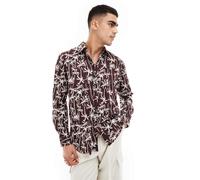 South Beach - Camicia da mare a maniche lunghe in lino marrone S