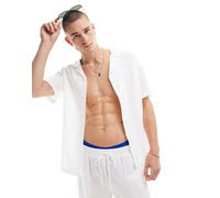 South Beach - Camicia da mare bianca in misto lino-Bianco XL