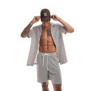South Beach - Camicia da mare in maglia marrone e bianca a righe in coordinato-Multicolore M