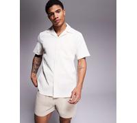 South Beach - Camicia da spiaggia a maniche corte testurizzata crema-Bianco S