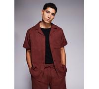 South Beach - Camicia in cotone jacquard bordeaux-Rosso L