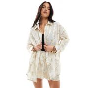 South Beach - Camicia in jacquard metallizzato oro con stelle marine 48