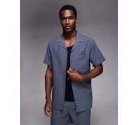 South Beach - Camicia in seersucker blu petrolio 2XL