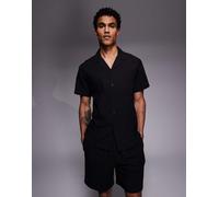 South Beach - Camicia in seersucker nera-Nero S