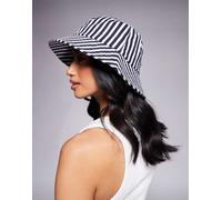 South Beach - Cappello da pescatore in cotone blu navy scuro a righe No Size