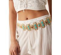 South Beach - Cintura oro con pietre turchesi stile medaglione No Size