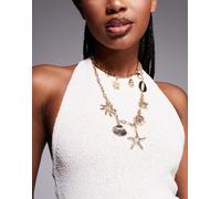 South Beach - Collana multifilo color oro con conchiglie e stelle marine No Size