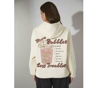 South Beach - Felpa con cappuccio color crema con grafica di bubble tea-Bianco 46