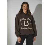 South Beach - Felpa con cappuccio marrone con scritta Riding Club 46