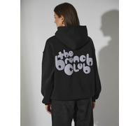 South Beach - Felpa con cappuccio nera con scritta The Brunch Club-Nero 44