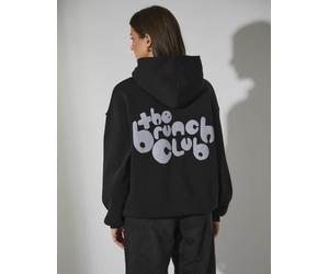 South Beach - Felpa con cappuccio nera con scritta The Brunch Club-Nero 48