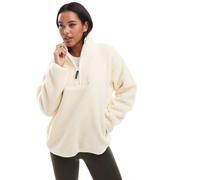 South Beach - Felpa in pile borg crema con zip corta-Bianco L