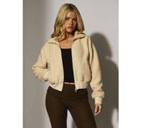 South Beach - Giacca corta in pile borg color crema-Bianco 42